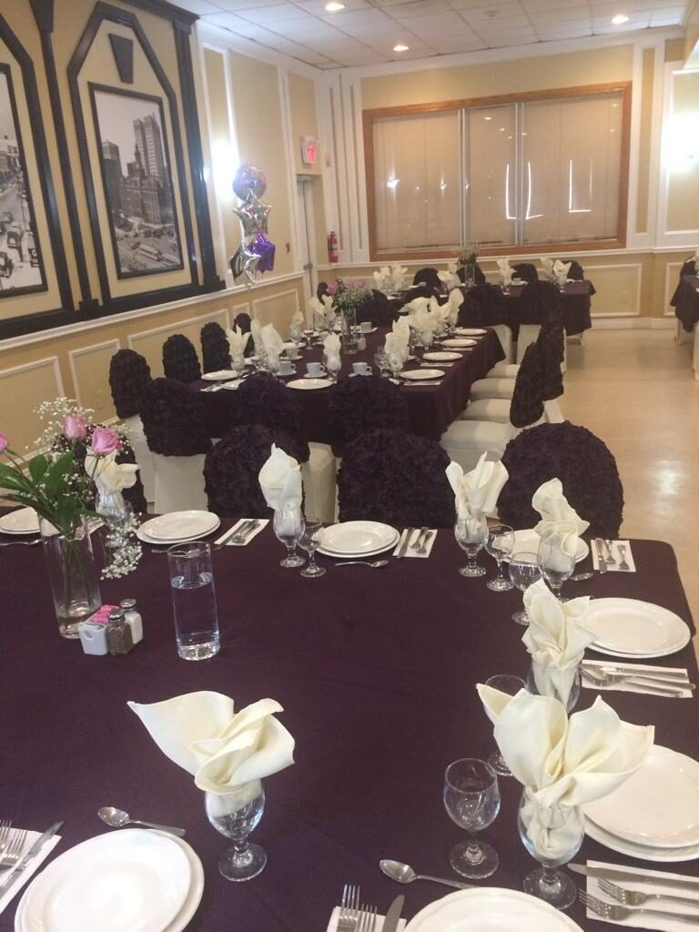 Close-up place setting in the banquet hall