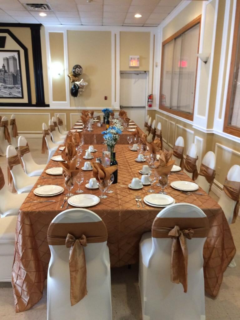 Table set with copper chair sashes